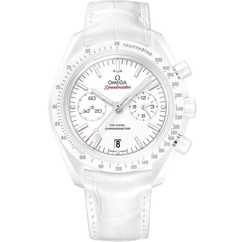 Speedmaster Dark Side of the Moon "White Side of the Moon" White Ceramic on Leather Strap White