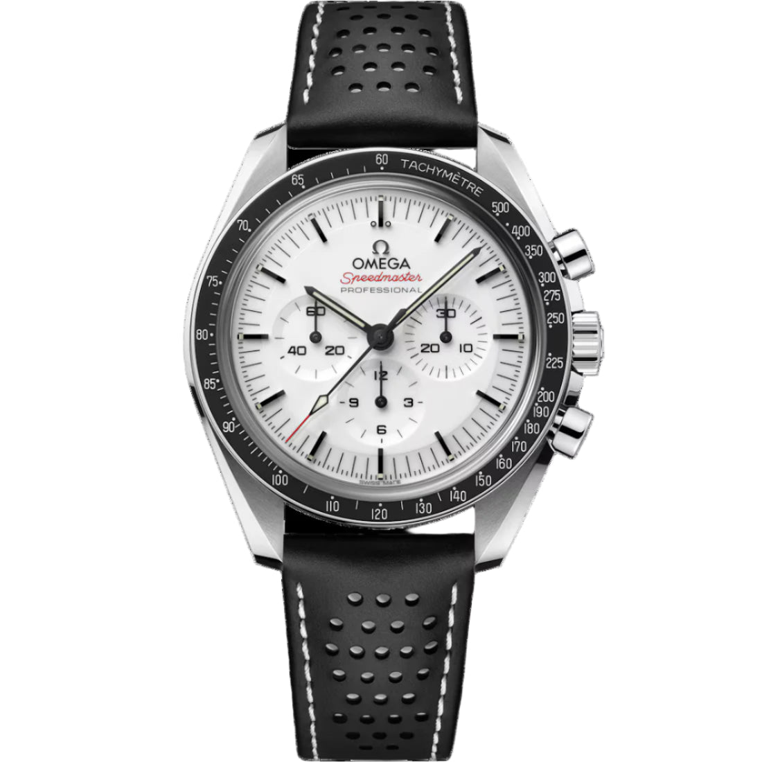 Speedmaster Moonwatch Professional Steel on Leather Strap White