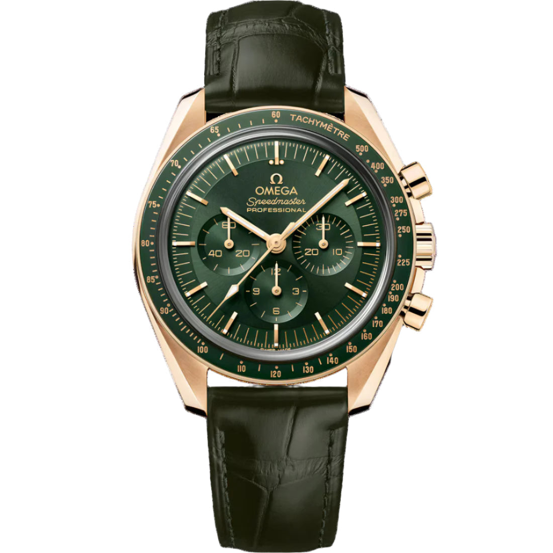 Speedmaster Moonwatch Professional Moonshine™ Gold on Leather Strap Green