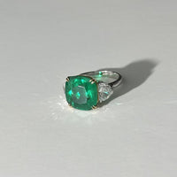 One-of-a-Kind Cushion-Cut Colombian Emerald Ring With Diamonds