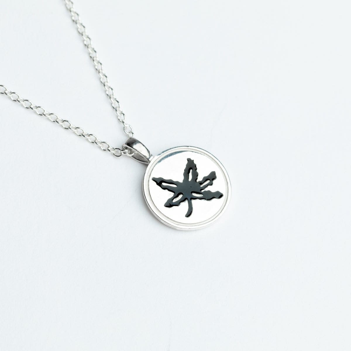 OSU Black Enamel Buckeye Leaf Pendant