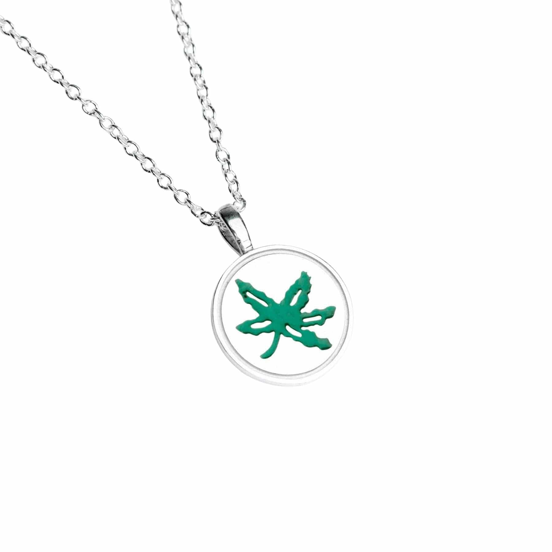 OSU Green Enamel Buckeye Leaf Pendant