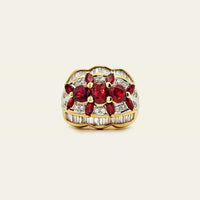 Oval Marquise Ruby and Diamond Dome Ring