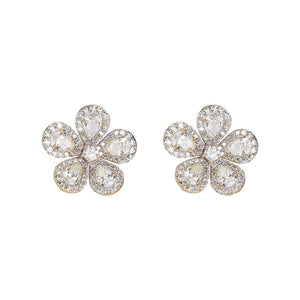 18k Rose Gold Diamond Flower Earrings