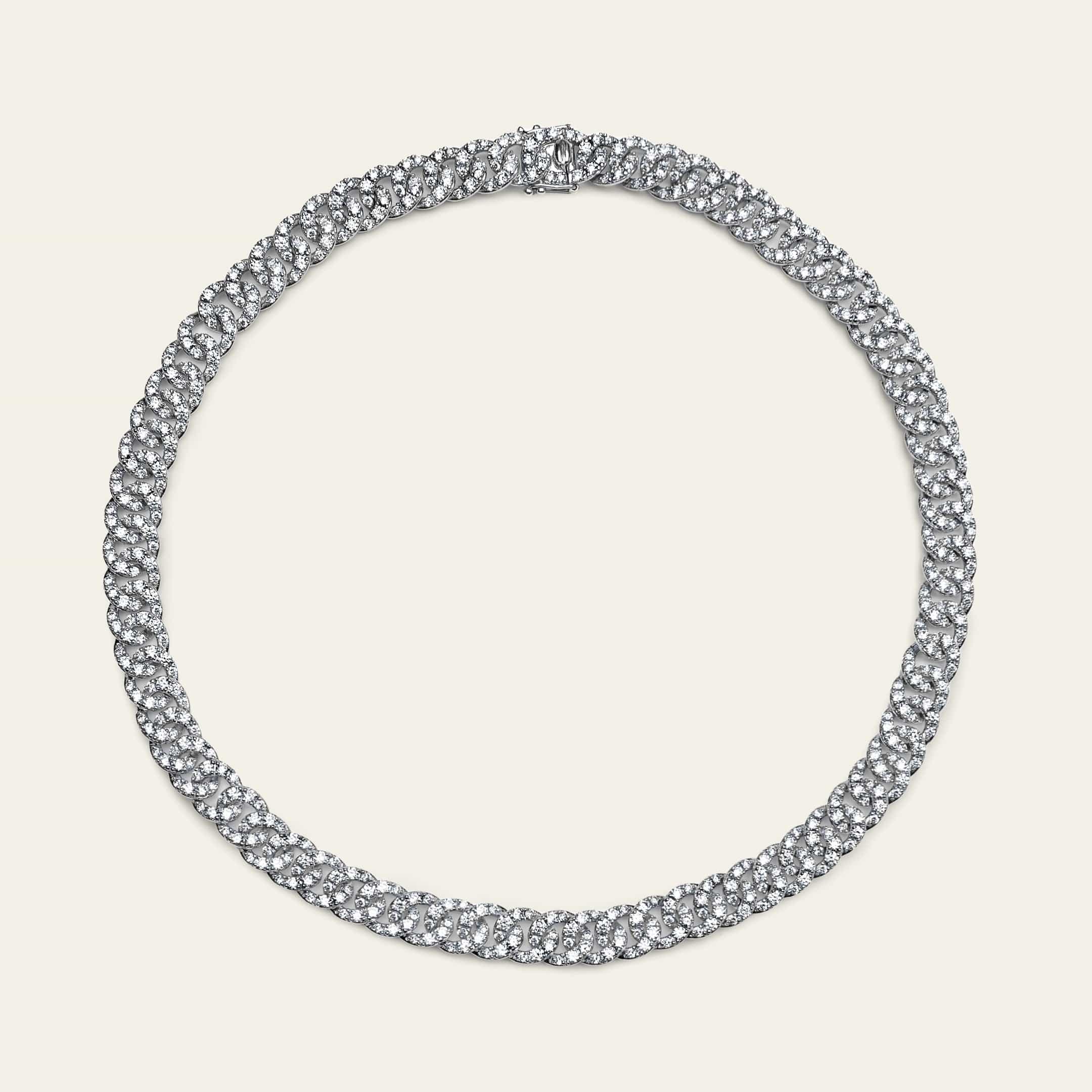 Pavé Diamond White Gold Chain Link Necklace