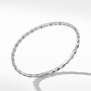 Pave Flex Single Row Bracelet with Diamonds in 18K White Gold