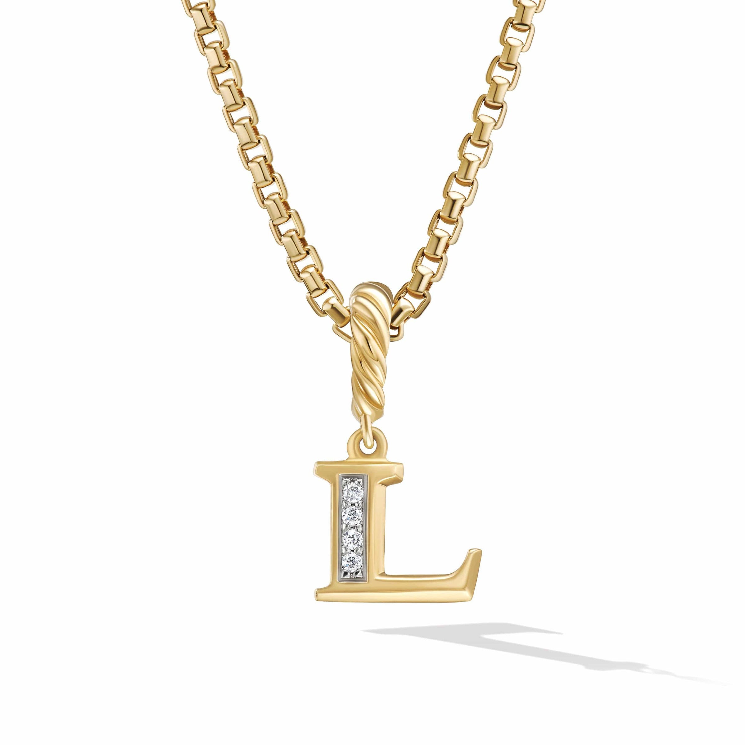 Pave Initial Pendant in 18K Yellow Gold with Diamonds