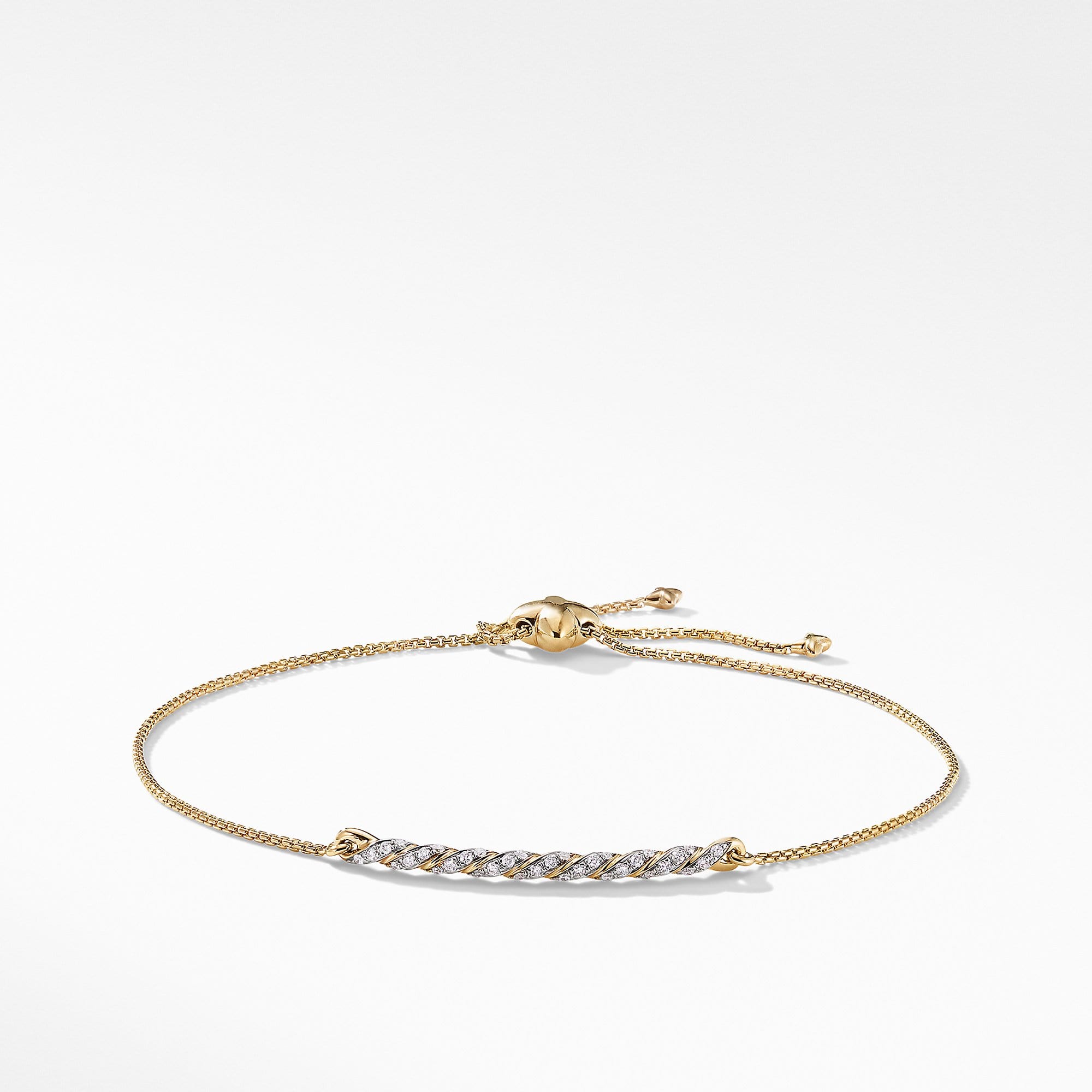 Pav馬ex Station Bracelet with Diamonds in 18K Gold