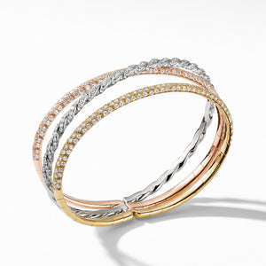 Pav馬ex Three Row Bracelet with Diamonds in 18K Gold