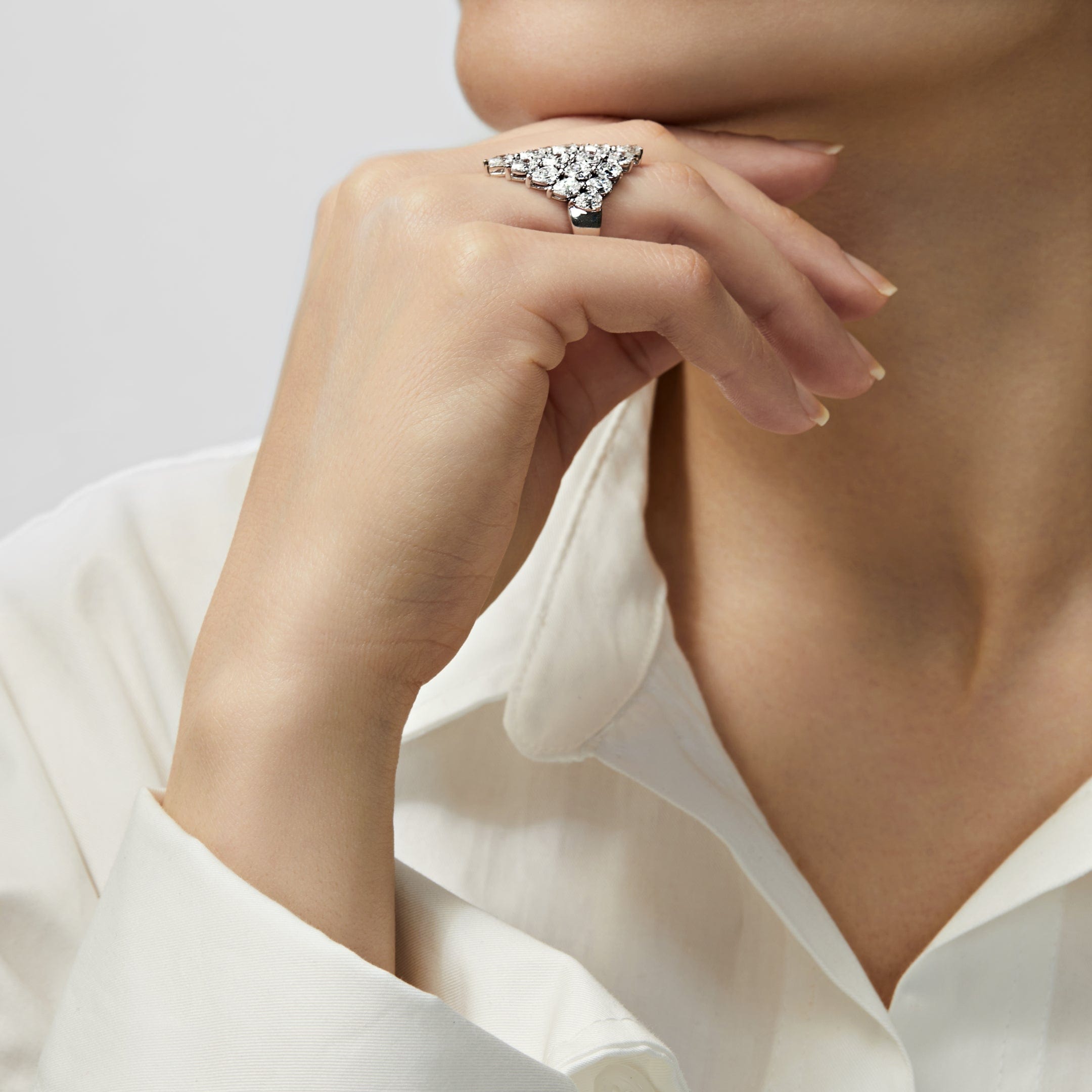 Pear Diamond Shield Ring