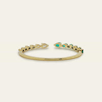 Pear-Shaped Diamond and Emerald Cuff Bracelet