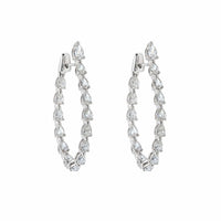 Pear-Shaped Diamond Hoop Earrings in White Gold