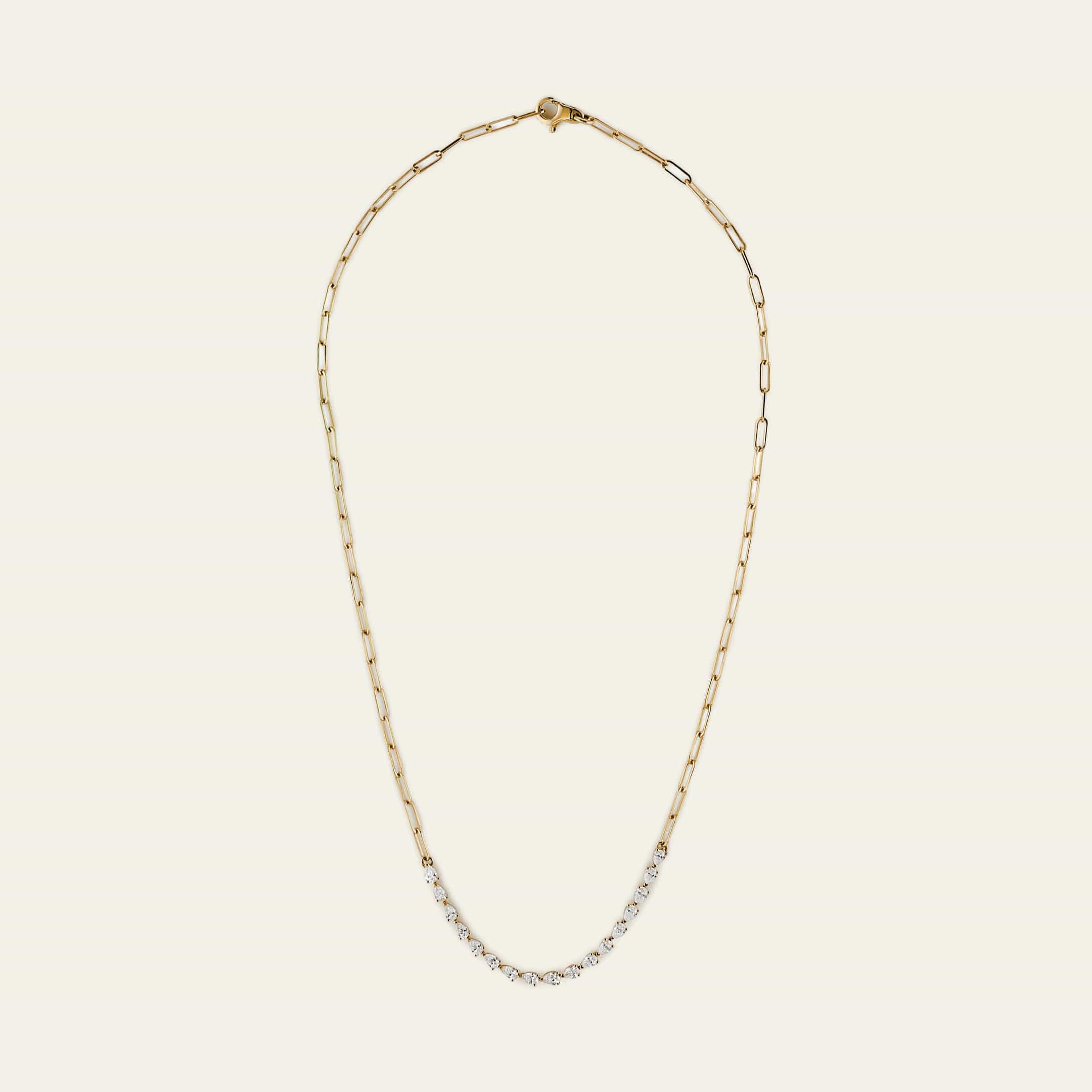 Pear-Shaped Diamond Paperclip Necklace