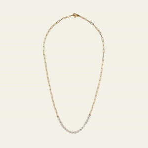 Pear-Shaped Diamond Paperclip Necklace