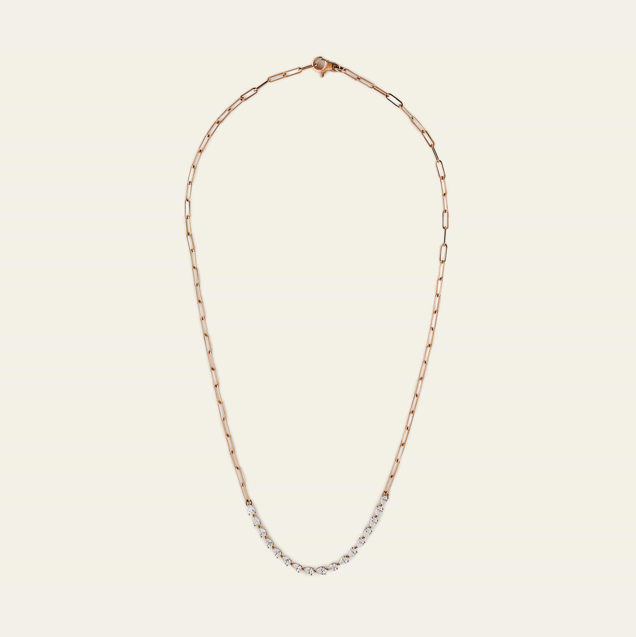 Pear-Shaped Diamond Paperclip Necklace