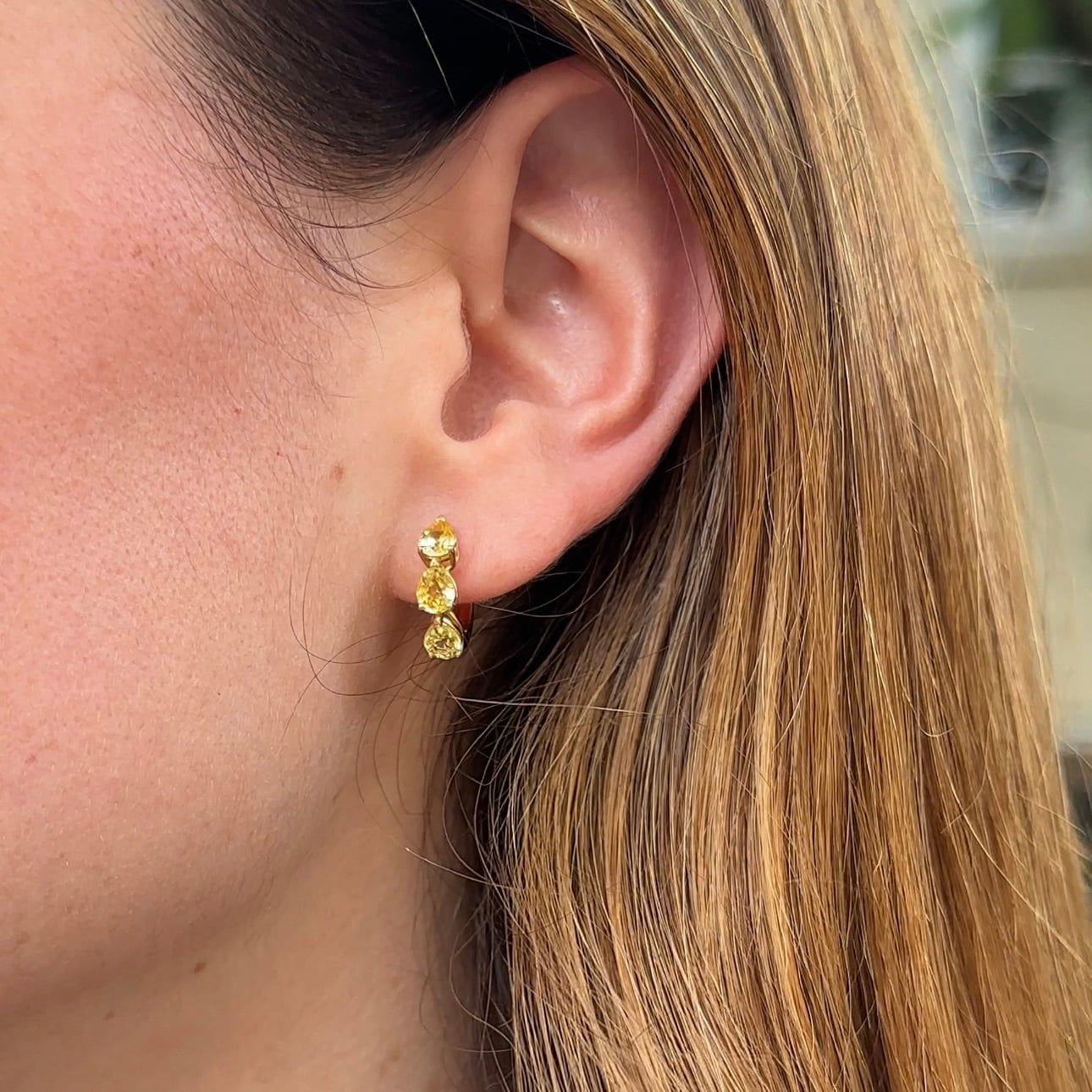 Pear-Shaped Yellow Sapphire Huggies