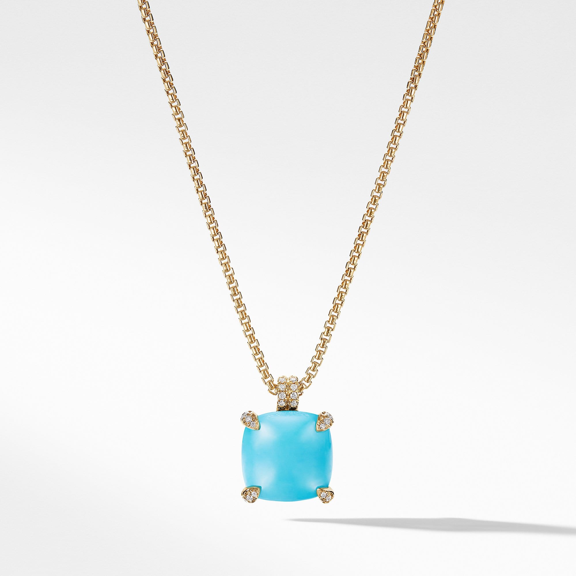 Pendant Necklace with Turquoise and Diamonds in 18K Gold