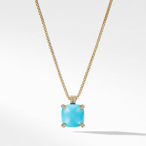 Pendant Necklace with Turquoise and Diamonds in 18K Gold