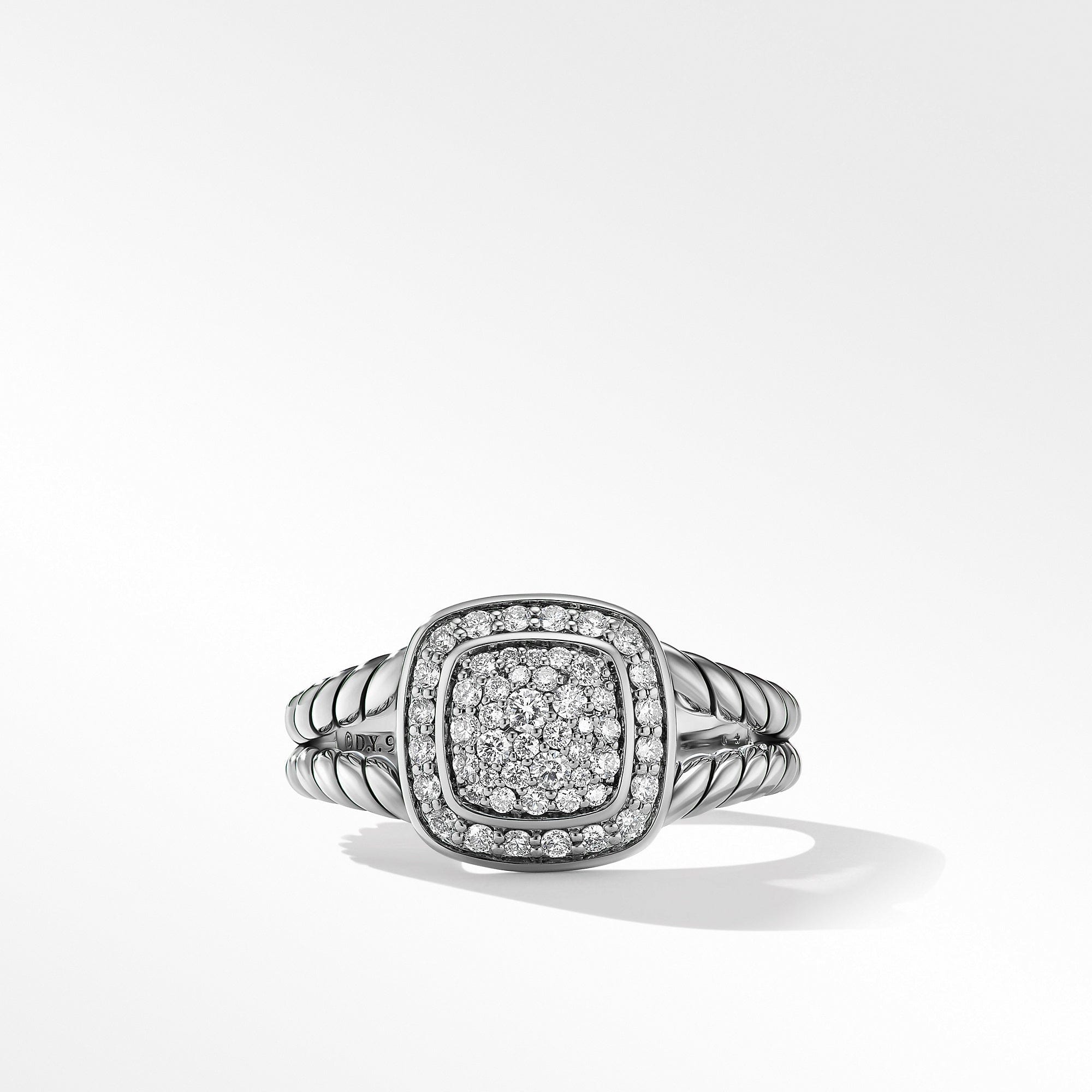 Petite Albion Ring in Sterling Silver with Pave Diamonds