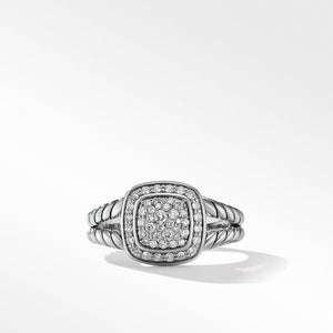 Petite Albion Ring in Sterling Silver with Pave Diamonds