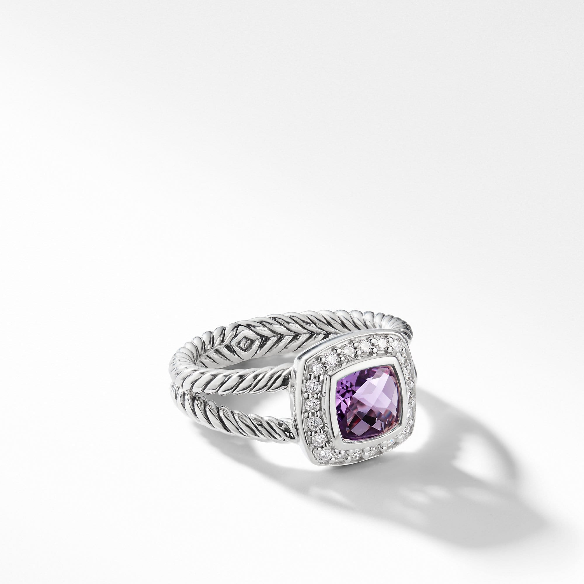 Petite Albion Ring with Black Orchid and Diamonds