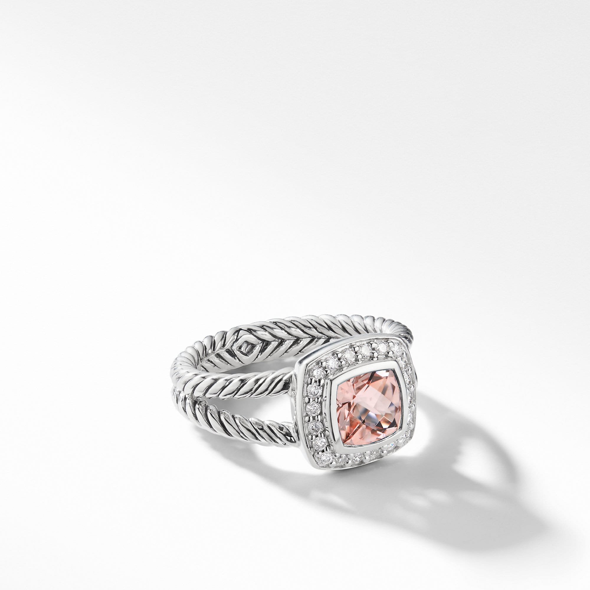 Petite Albion Ring with Morganite and Diamonds