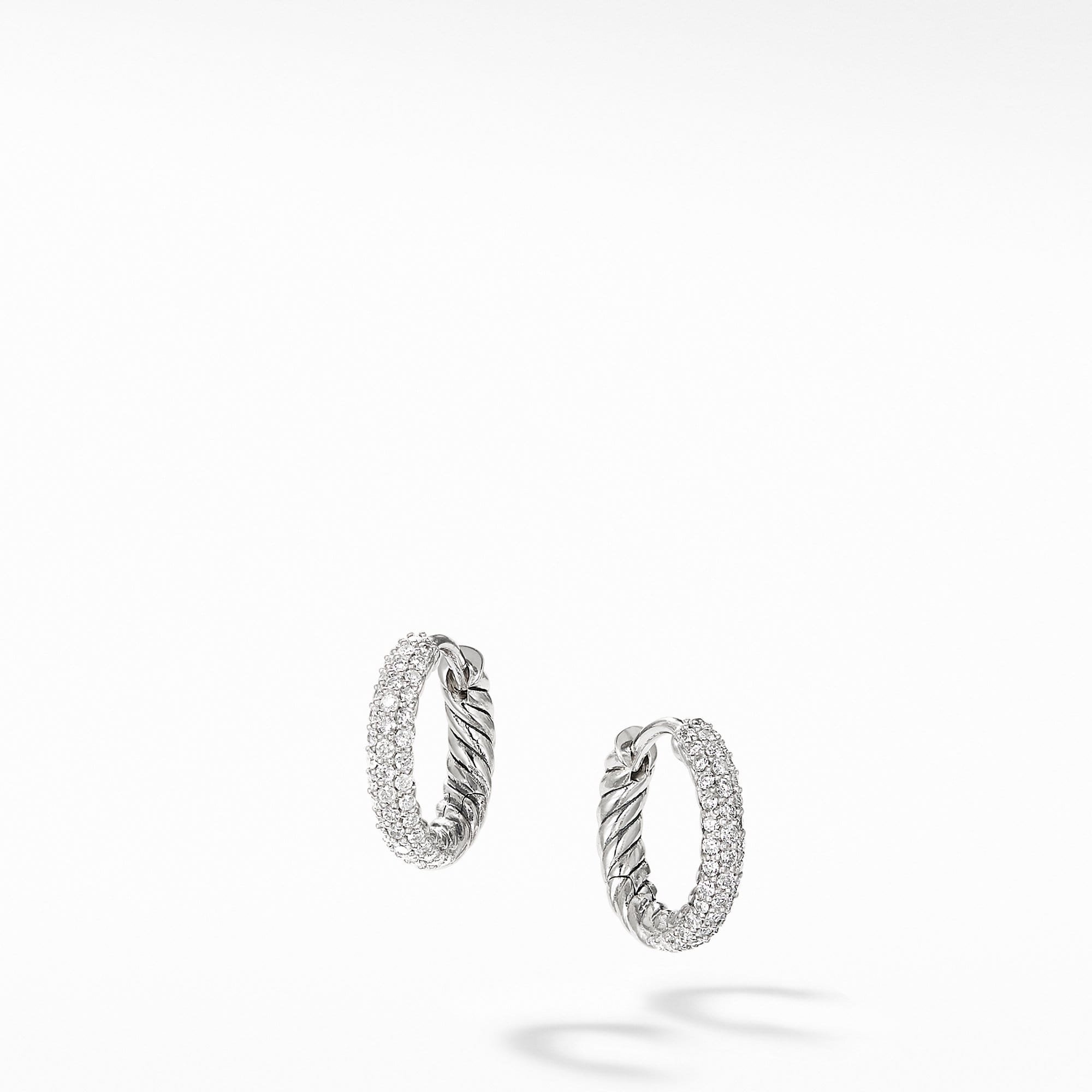 Petite Pave Hoop Earrings with Diamonds