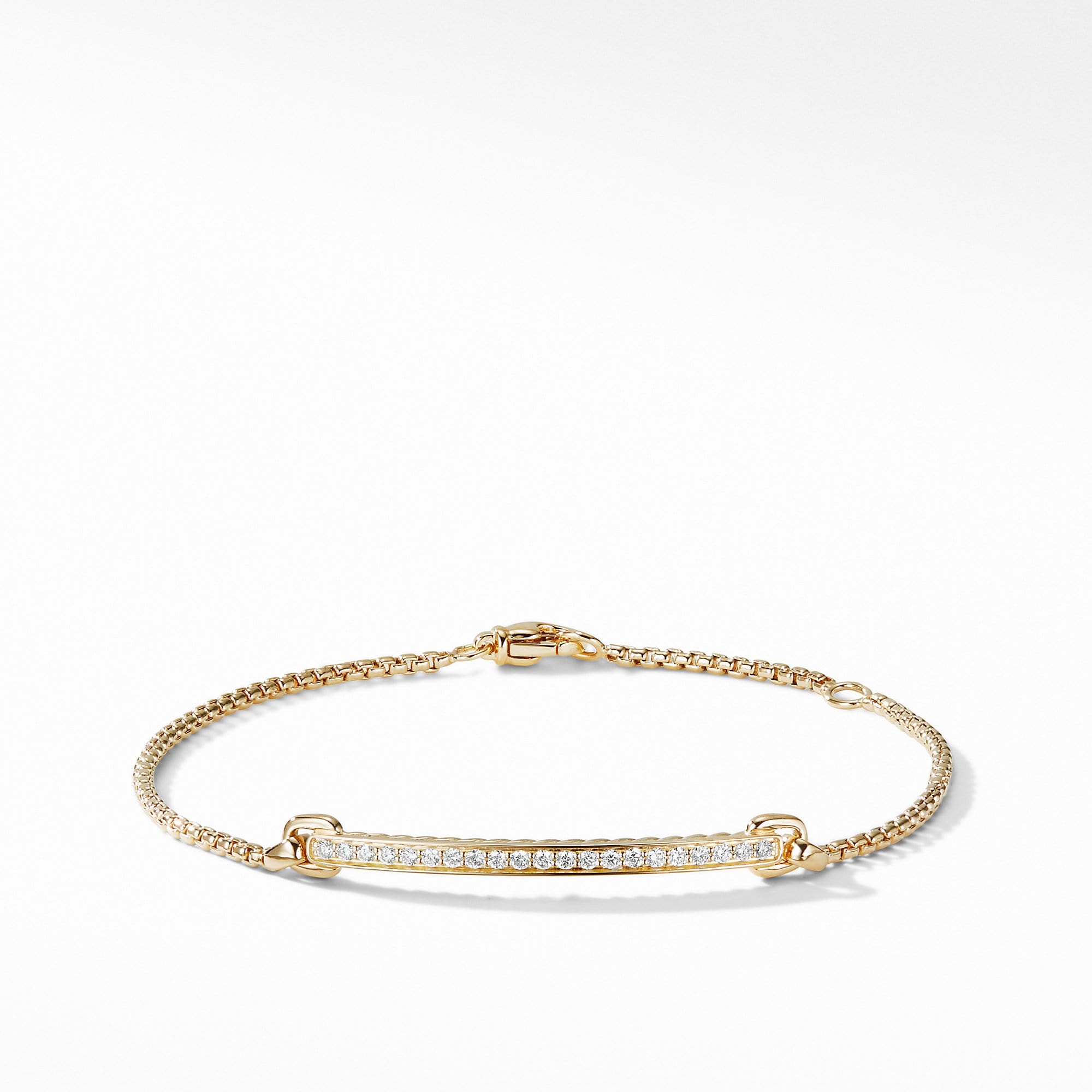 Petite Pavé Station Chain Bracelet with Diamonds in 18K Gold