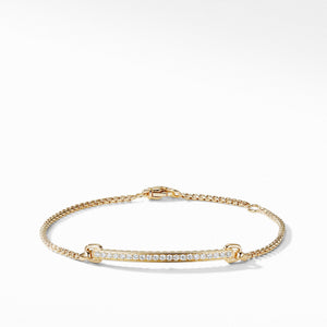Petite Pavé Station Chain Bracelet with Diamonds in 18K Gold