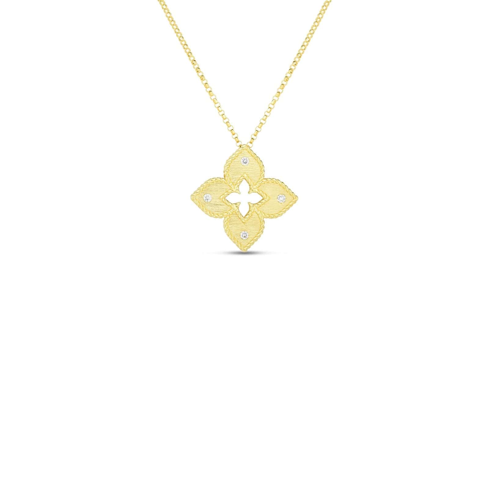 Petite Venetian Princess Satin Flower Diamond Pendant