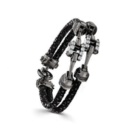 Silver Piston Black Platinum Plated White Diamonds Bracelet