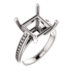 Platinum  10 mm Square Engagement Ring Mounting