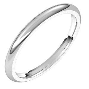 Platinum 2 mm Half Round Comfort Fit Band Size 4.5