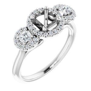 Platinum 5.8 mm Round 1/3 CTW Diamond Semi-Set Engagement Ring