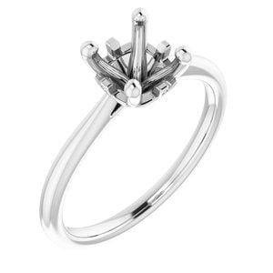 Platinum 7 mm Round Hidden Cross Solitaire Engagement Ring Mounting
