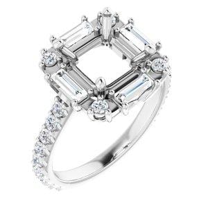 Platinum 7 mm Square 1 CTW Diamond Semi-Set Engagement Ring
