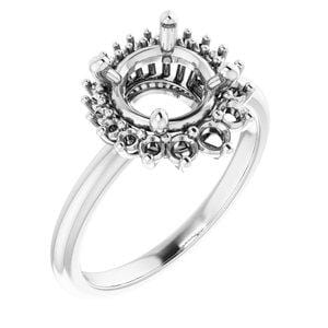 Platinum 8 mm Round Engagement Ring Mounting