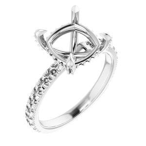 Platinum 9 mm Cushion Engagement Ring Mounting