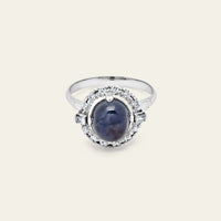 Platinum Antique Sapphire and Diamond Ring