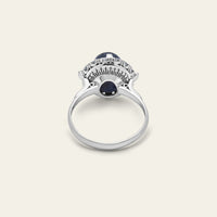 Platinum Antique Sapphire and Diamond Ring