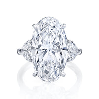 9.60 Carat Oval Diamond Ring with Heart Accents
