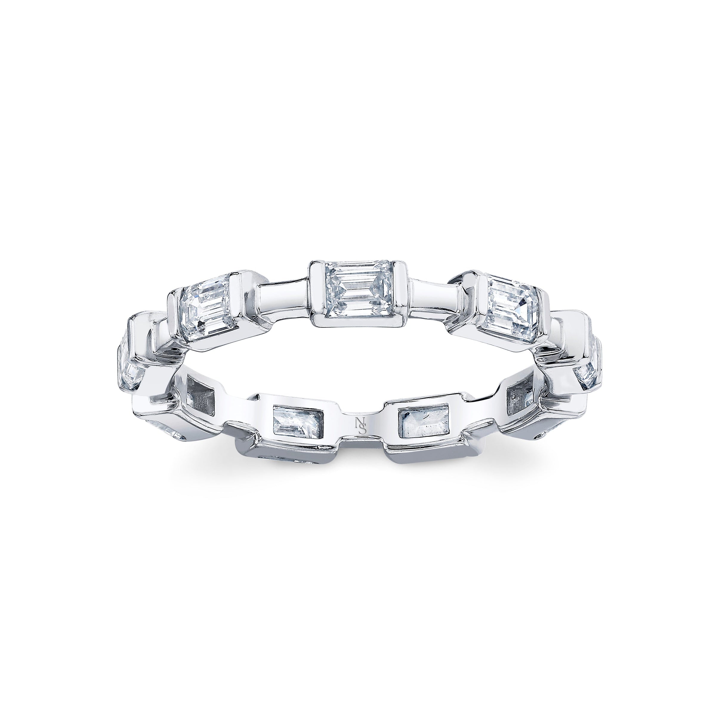 Emerald Cut Diamond Bar Eternity Band