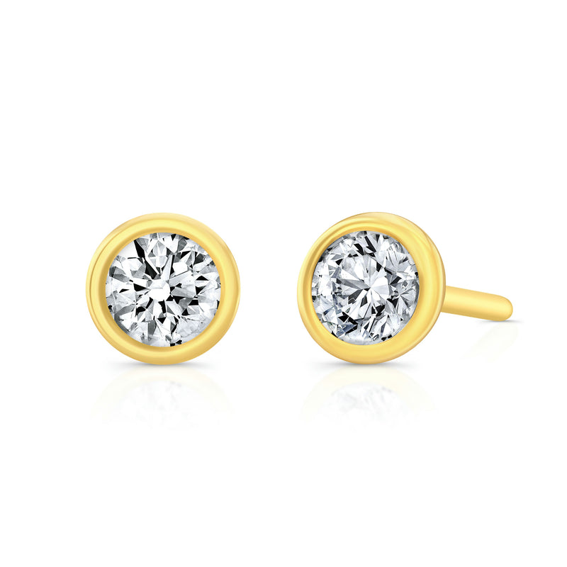 Round Diamond Bezel Set Studs