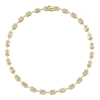 Emerald Cut Diamond Bezel Set Bar Necklace