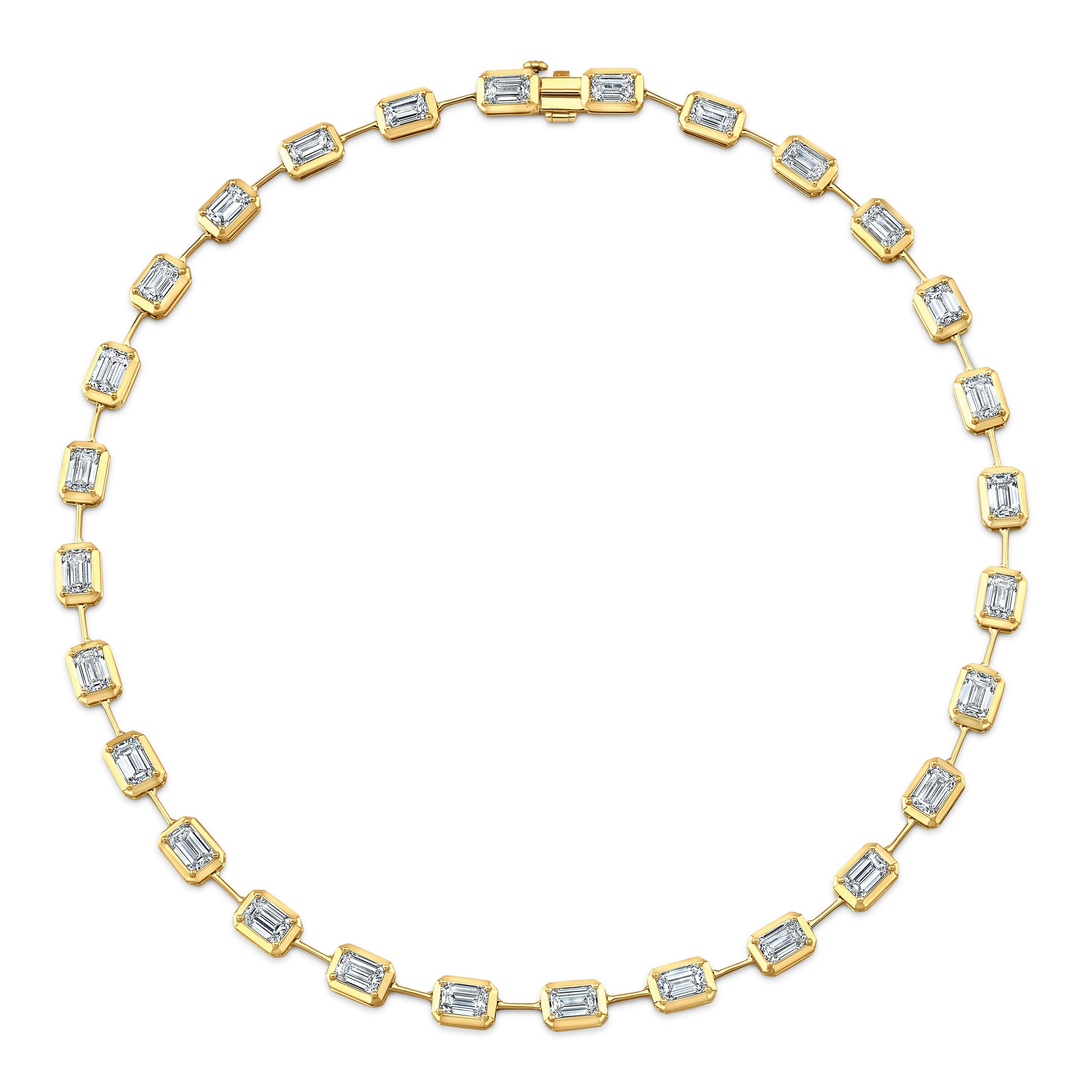 Emerald Cut Diamond Bezel Set Bar Necklace