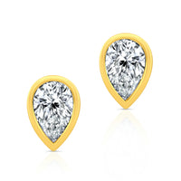 Pear Diamond Bezel Set Studs