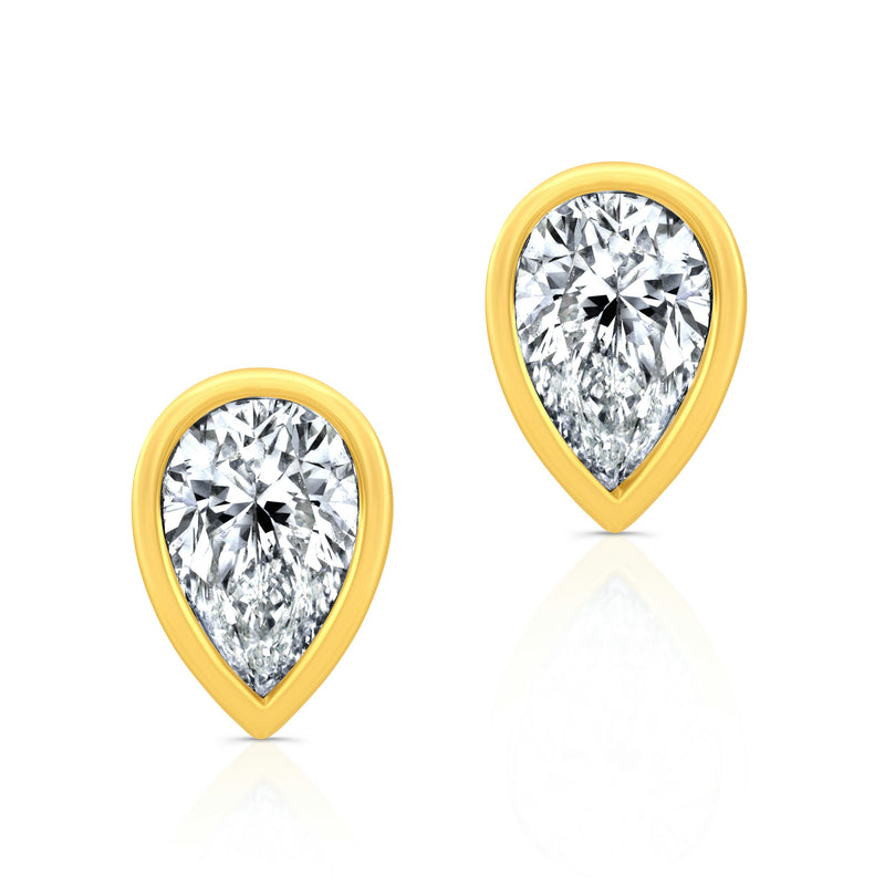 Pear Diamond Bezel Set Studs