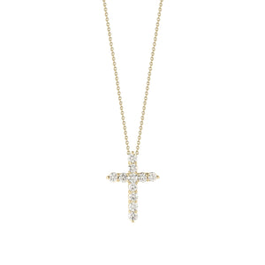 18K Yellow Gold Tiny Treasures Diamond Cross Necklace