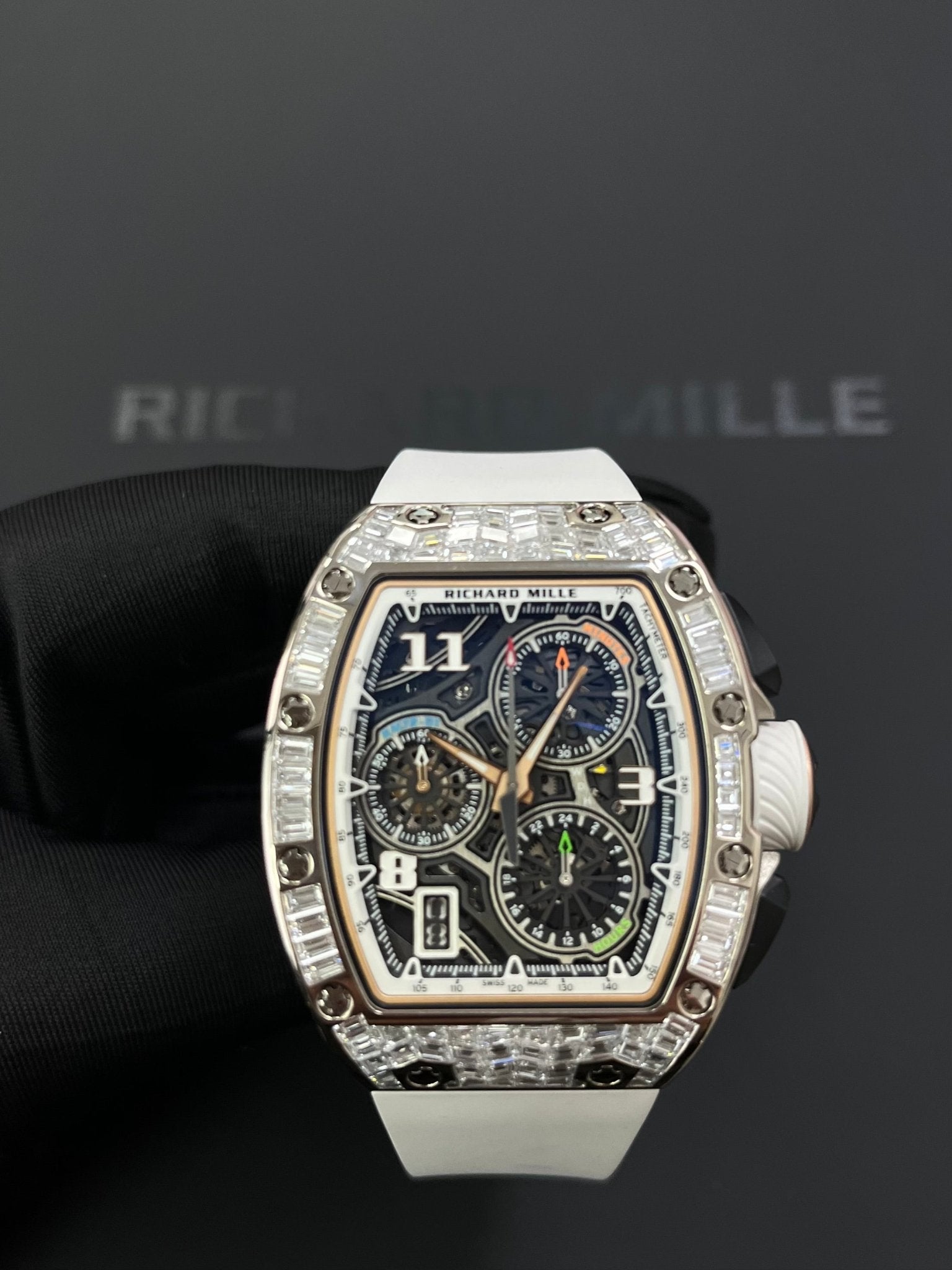 Richard Mille RM 72-01 Automatic Winding Lifestyle Flyback Chronograph White Gold with Baguette Diamonds