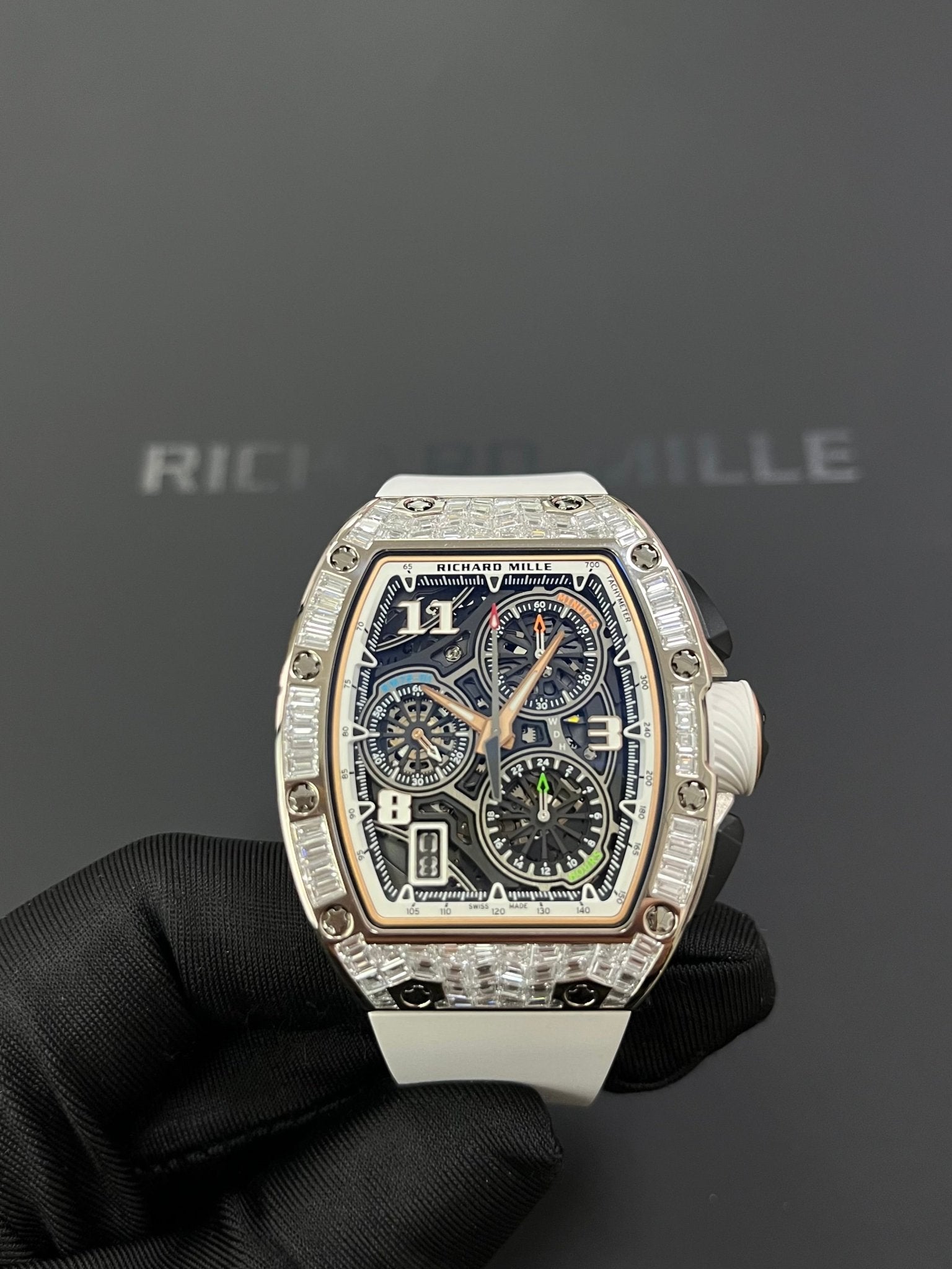 Richard Mille RM 72-01 Automatic Winding Lifestyle Flyback Chronograph White Gold with Baguette Diamonds